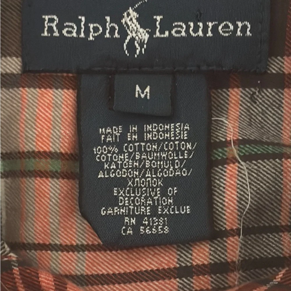 Polo Ralph Lauren Burnt Orange Plaid Boy’s Casual Long Sleeve Shirt Sz Med